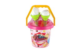 Teddies Sada na písek kbelík formičky zmrzlina Modrá v síťce 18x28x17 cm