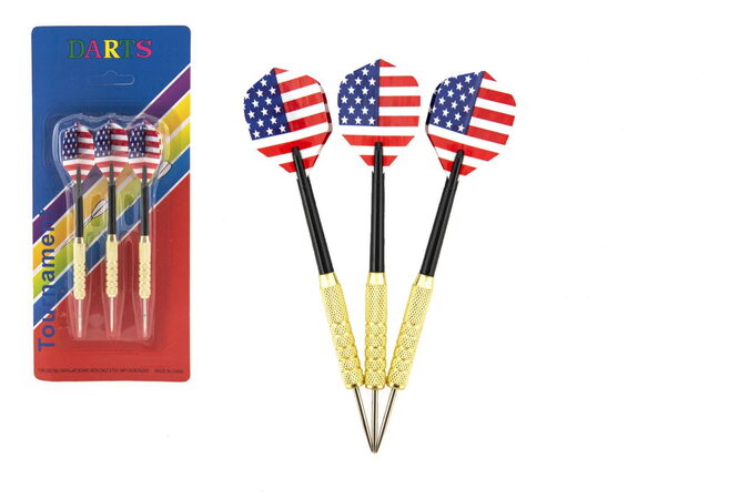 Teddies Házecí šipky s kovovým hrotem 15cm kov/plast 3 ks na kartě