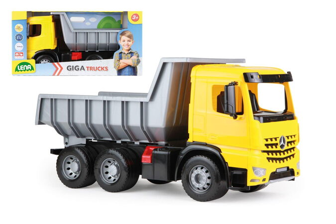 Lena 2064 Mercedes Arocs s pojistkou v kartónu plast 66cm 3-osý v krabici 70x35x29cm