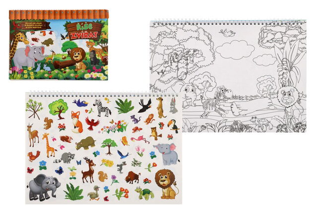 Blok Říše zvířat se samolepkami CZ verze 35x25cm