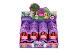 Domeček s mazlíčkem s doplňkem plast 6x7cm 2 druhy 24ks v boxu