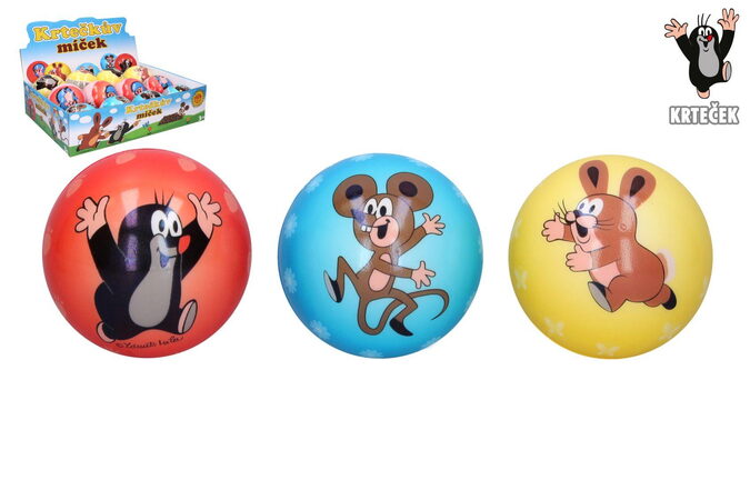 Míček Krtek pěna 10cm 3 barvy 12 ks v boxu