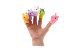 Maňásek prstový jednorožec 5ks guma 6cm na kartě 16,5x20cm