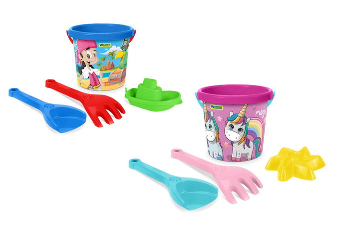 Sada na písek 4ks plast růžová v síťce 15x20x15cm 12m+ Wader