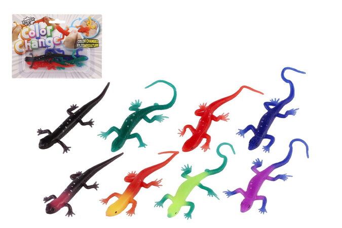 Ještěrka natahovací elastická 4ks na kartě 18x13x3cm