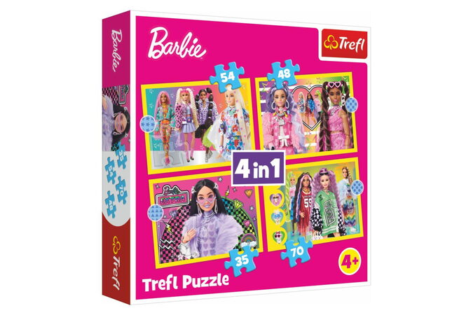 Puzzle 4v1 Šťastný svět Barbie 28,5x20,5cm v krabici 28x28x6cm