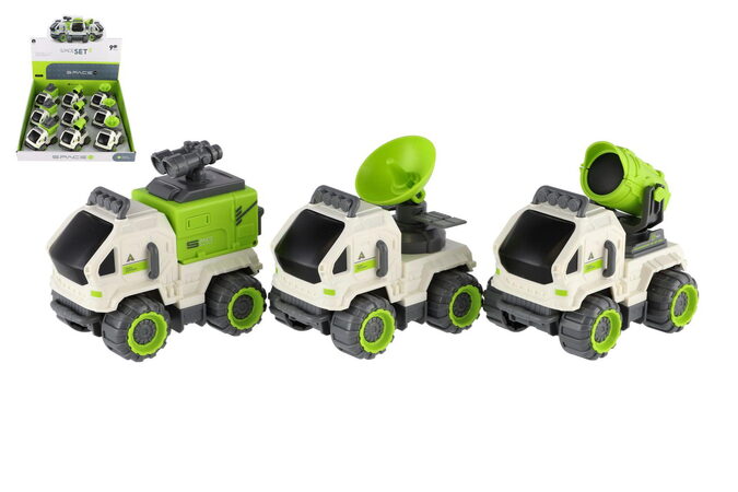 Auto vesmírné plast 7x10cm na setrvačník 3 druhy 9ks v boxu