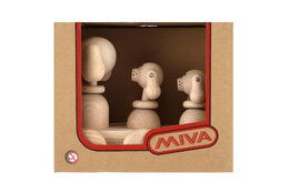 Tři psi tahací přírodní dřevo 22cm v krabici 22x18x12cm