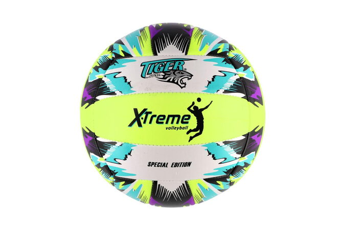 Míč volejbalový barevný šitý kůže 21cm v sáčku