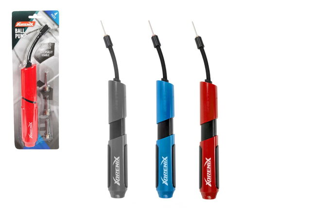 Pumpička na míče 26cm kov/plast s kovovými hroty 3ks 3 barvy  na kartě 10x30,5x3,5cm