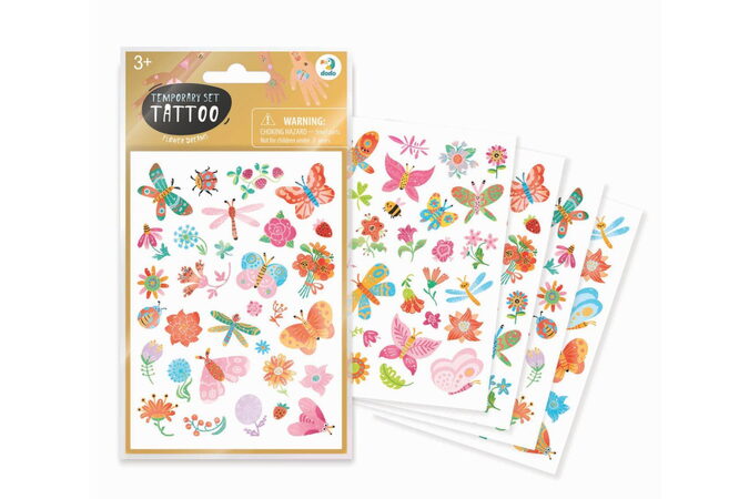 Tetování Motýli a květiny 10,5x15cm 4 listy v sáčku