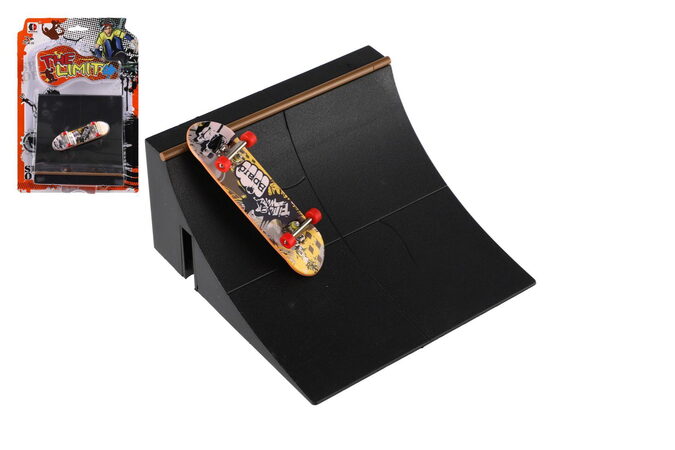 Skateboard prstový šroubovací s rampou plast různé druhy na kartě 20x29x7cm