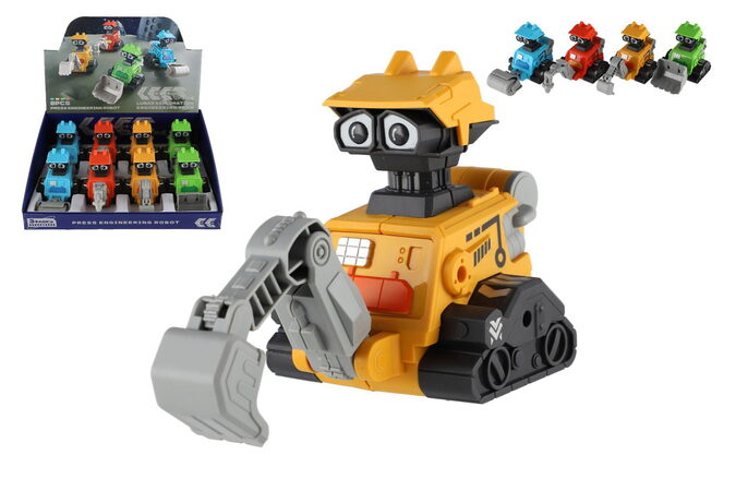 Robot vesmírný Zmáčkni a jeď plast 14cm na setrvačník 4 druhy 8ks v boxu