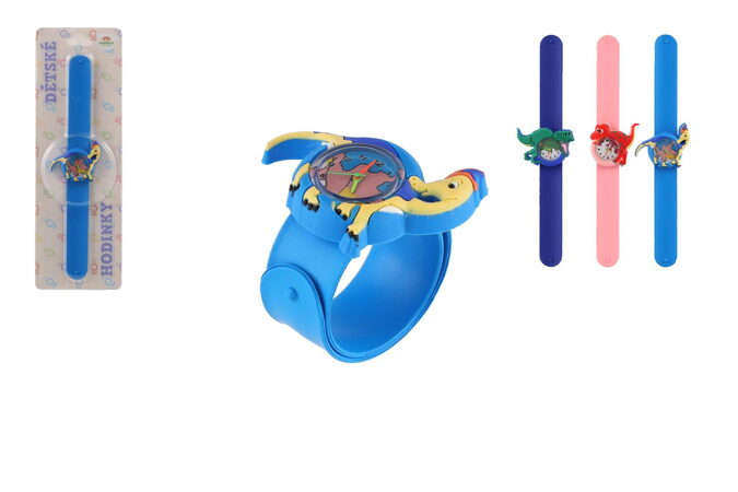 Hodinky dětské samonavíjecí dinosaurus silikon 22cm 3 druhy na kartě