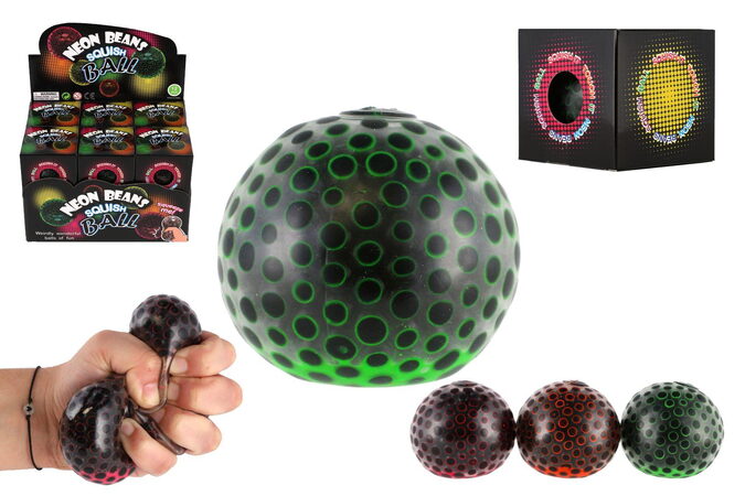 Míček antistresový mačkací sliz 6cm žabí vajíčka 4 barvy v krabičce 7x7x7cm 12ks v boxu