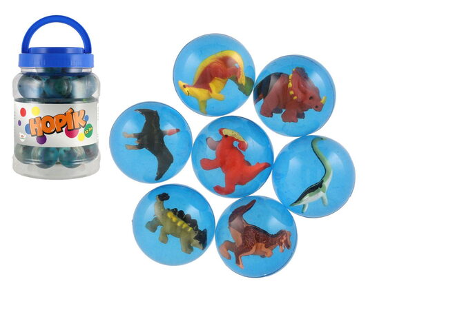 Míček/hopík s dinosaurem 4cm mix druhů 32ks v dóze