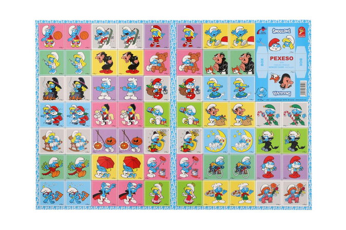 Pexeso Šmoulové papírové společenská hra 32 obrázkových dvojic 21,5x30cm