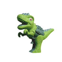 Dinosaurus pistole plast 13x16cm vypouštějící páru na baterie se světlem, zvukem 2 barvy v krabičce