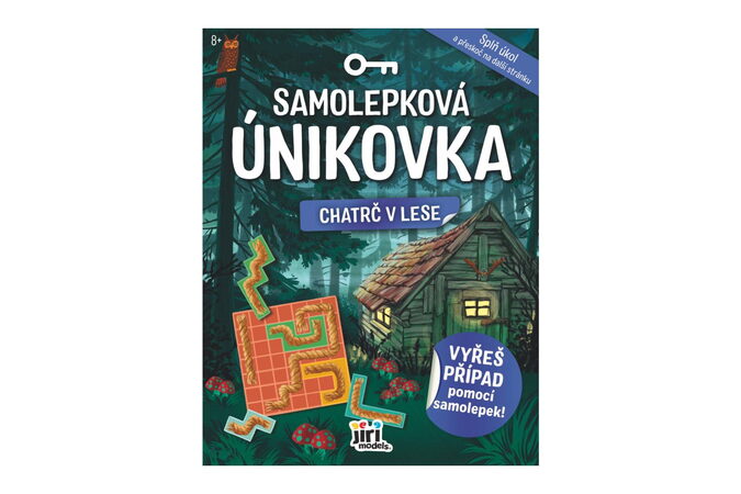 Samolepková únikovka Chatrč v lese 20x26cm CZ verze