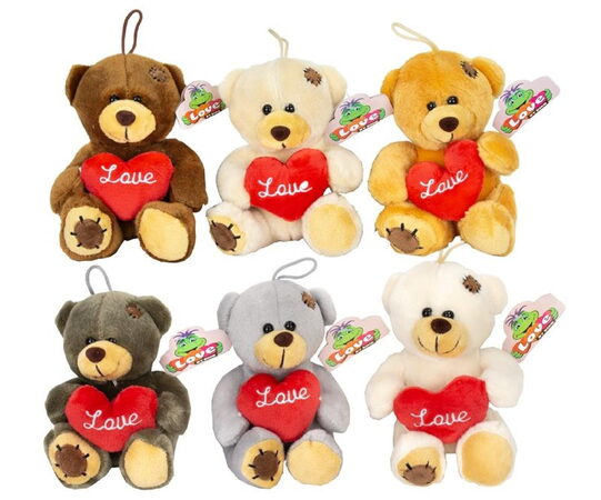 Medvěd/Medvídek sedící se srdcem plyšové 10x14cm 6 barev