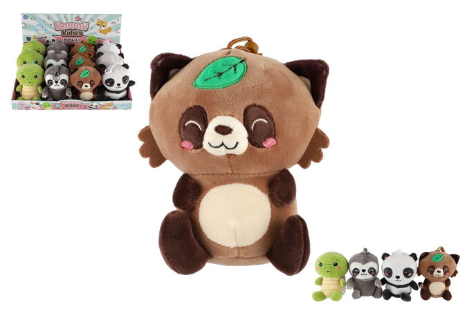 Přívěsek zvířátko plyš 10x13cm 4 druhy 12ks v boxu 12m+