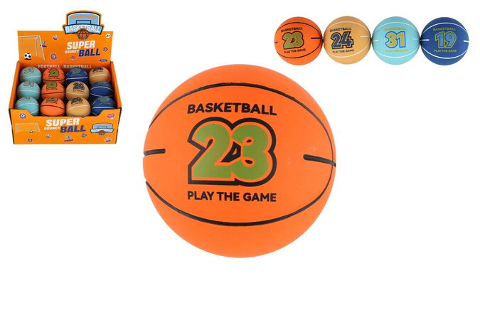 Míček extrémně skákací basketbalový pěna 6cm 4 barev 24ks v boxu