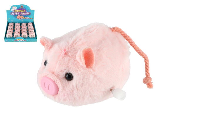 Prasátko na natažení na klíček plast/plyš 8cm 16ks v boxu