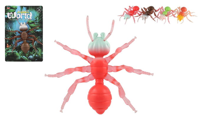 Mravenec antistresový pevné tělo plast/silikon 19x18cm 4 barvy na kartě