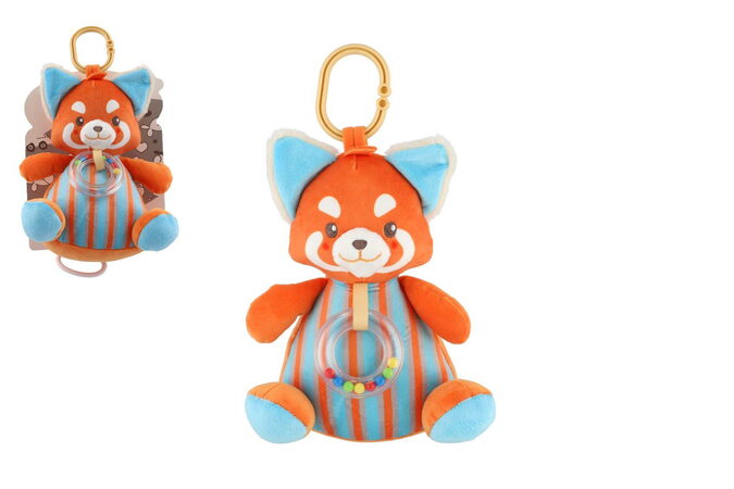 Liška plyš 22cm závěs na postýlku/kočárek natahovací hrací strojek na kartě v sáčku 0+