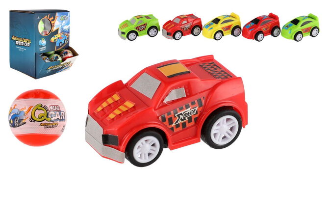 Koule s překvapením auto plast 5cm na zpětné natažení mix druhů 36ks v boxu