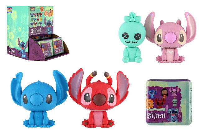Lilo and Stitch 3D figurky puzzle 2ks guma mix druhů v plastové krabičce 12ks v boxu