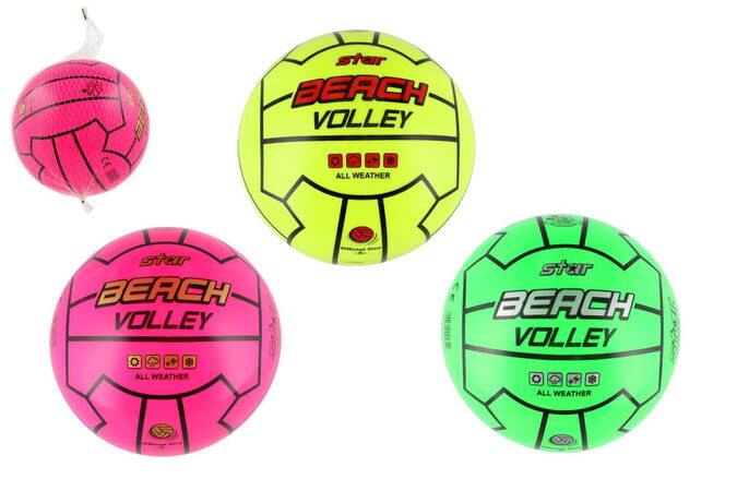 Míč volejbalový plážový 15cm 3 barvy v síťce