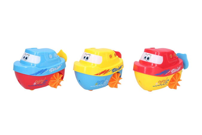 Loď/Lodička na natažení do vody plast 6x10cm 3 barvy 6ks v boxu 18m+