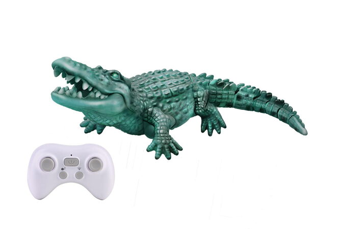 Krokodýl RC do vody plast 35cm dobíjecí pack+baterie v krabici 38x17x19,5cm
