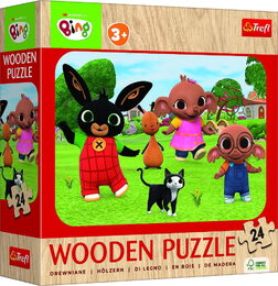 Puzzle dřevěné 24 dílků Králíček Bing/Bing Bunny 28x19,5cm v krabici 20x20x5cm