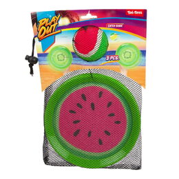 Lambáda/Catch ball hra s míčkem na suchý zip ovoce 18cm 3 druhy v látkovém sáčku