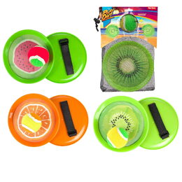 Lambáda/Catch ball hra s míčkem na suchý zip ovoce 18cm 3 druhy v látkovém sáčku