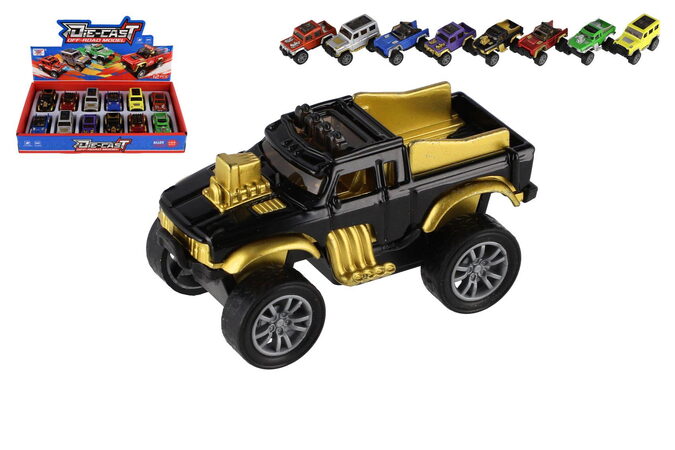 Auto terénní Off-Road mini kov/plast 6,5cm zpětné natažení mix druhů 12ks v boxu