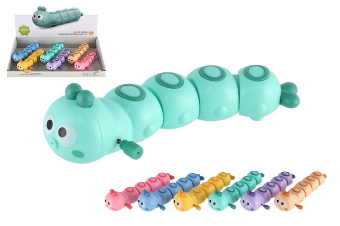 Červík/housenka vrtící plast 15cm na klíček 6 barev 6ks v boxu