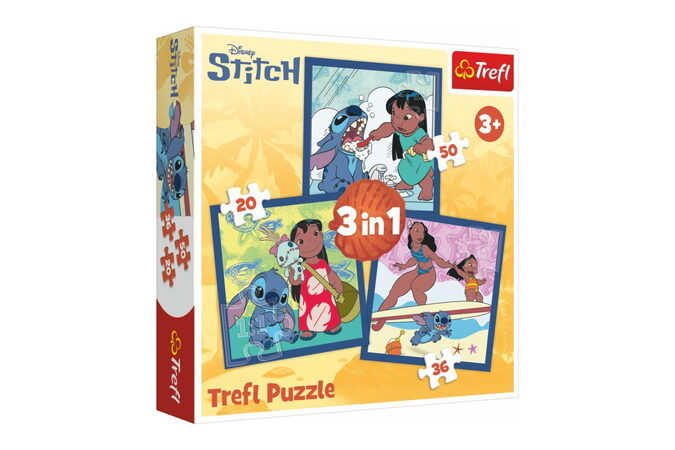 Puzzle 3v1 Lilo&Stitch - Čas se Stitchem 20x19,5cm v krabici 28x28x6cm