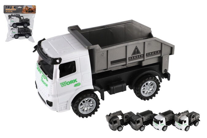 Auto stavební 2ks plast 15cm na setrvačník 2 barvy v sáčku