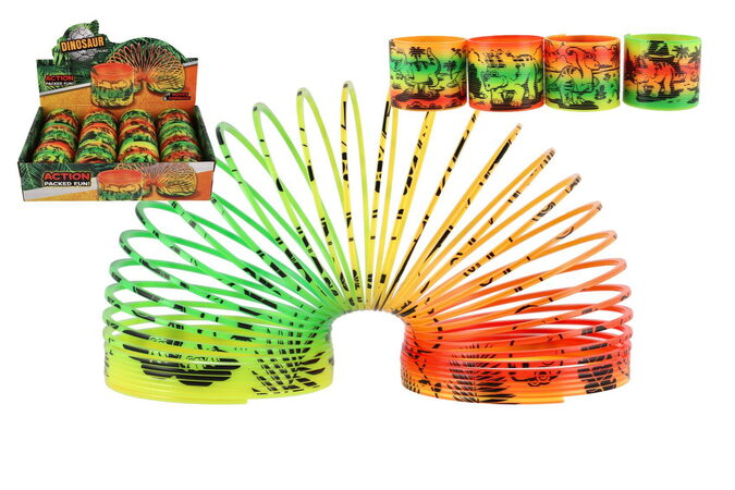 Spirála/pružina dinosaurus plast průměr 7,5cm v sáčku 12ks v boxu