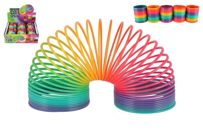 Spirála/pružina duhová plast průměr 8,5cm 6ks v boxu