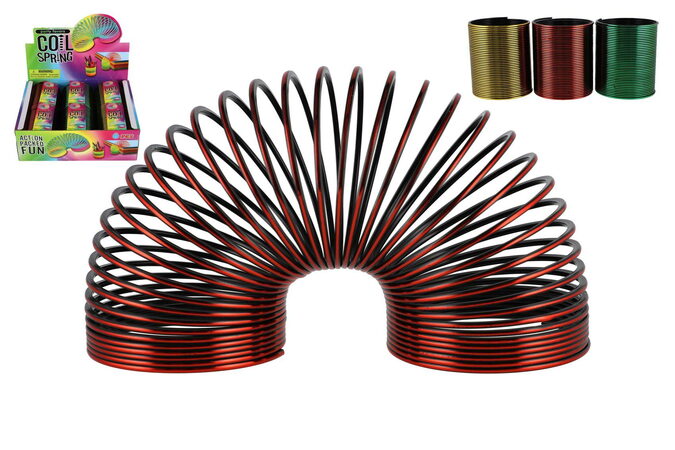 Spirála/pružina kovový efekt plast průměr 8,5cm 3 barvy 6ks v boxu