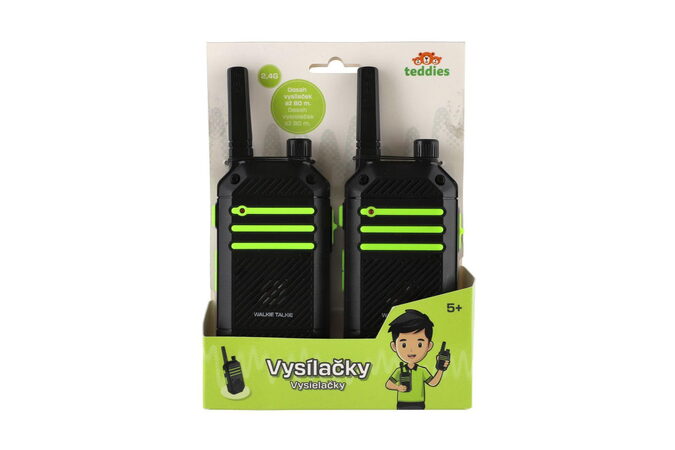 Vysílačky 2ks walkie-talkie 2,4 GHz dosah 80 metrů plast na baterie v krabičce 15x20x4cm