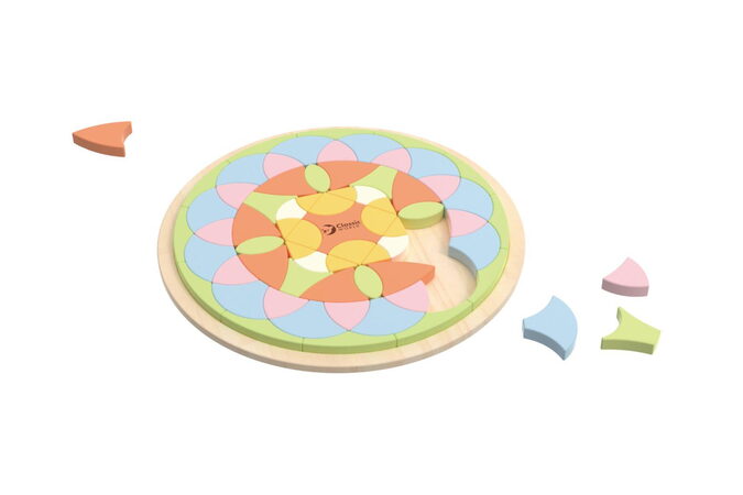 Skládanka/vkládačka mandala dřevo 71ks v krabici 23x23x5cm