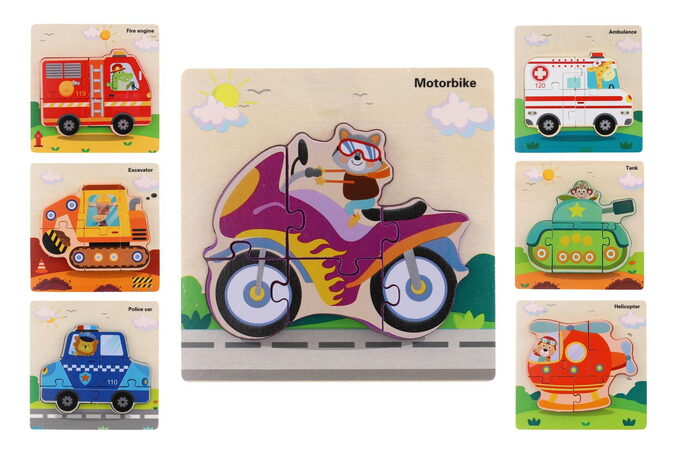 Vkládačka dřevěná dopravní prostředky mix druhů v sáčku