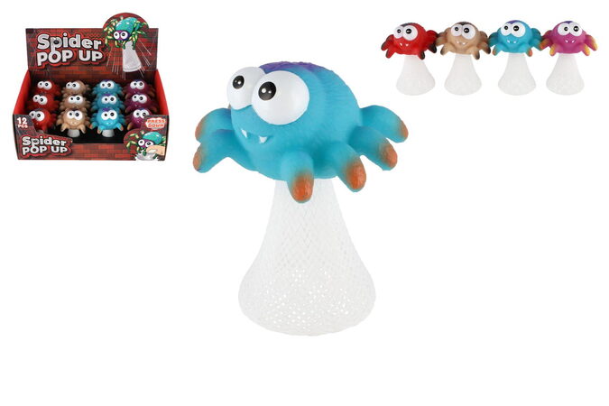Hip Hop pavouk vyskakující plast 9cm 4 barvy 12ks v boxu