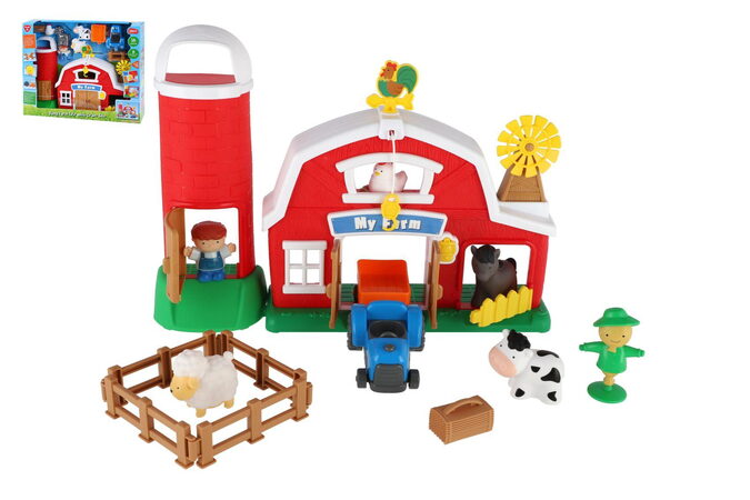 Sada farma se silem na obilí s doplňky plast na baterie se zvukem v krabici 50x39cm 18m+