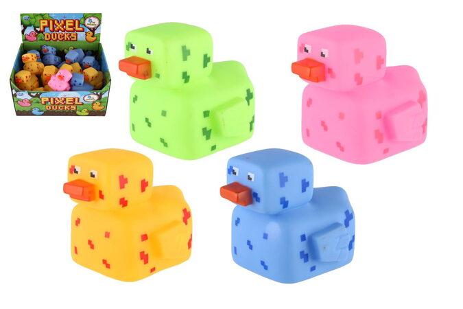 Kačenka pixel do vany guma 8x10cm 4 barvy 24ks v boxu